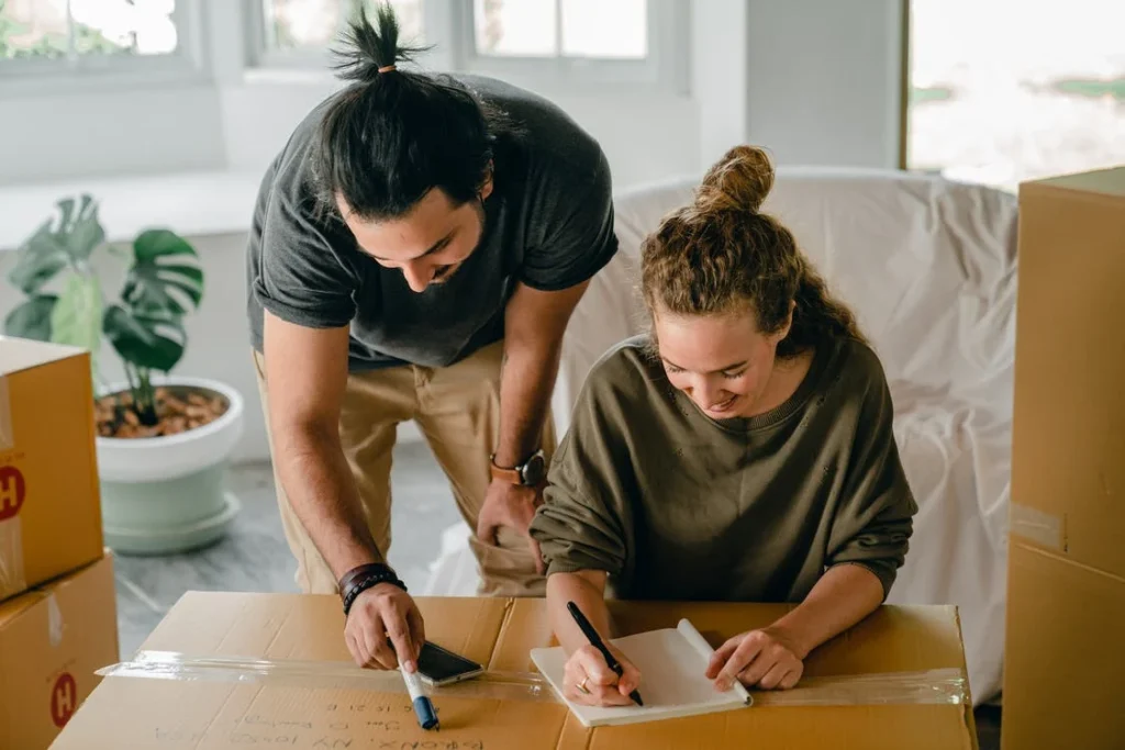 A couple checking their to-do list