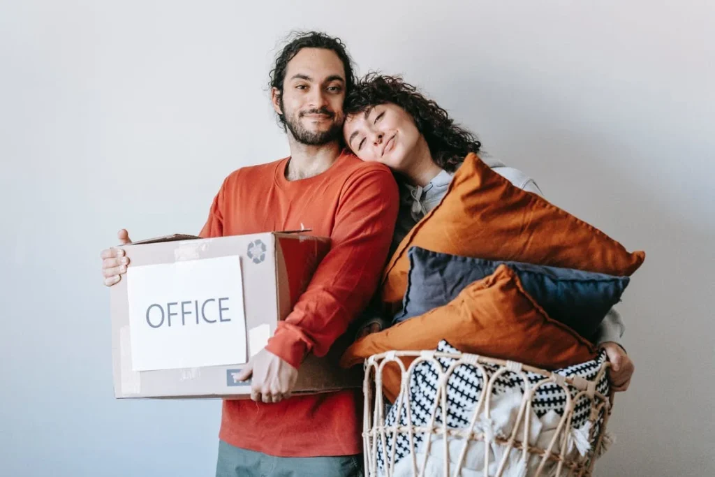 man and woman moving together