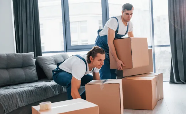Movers lifting boxes